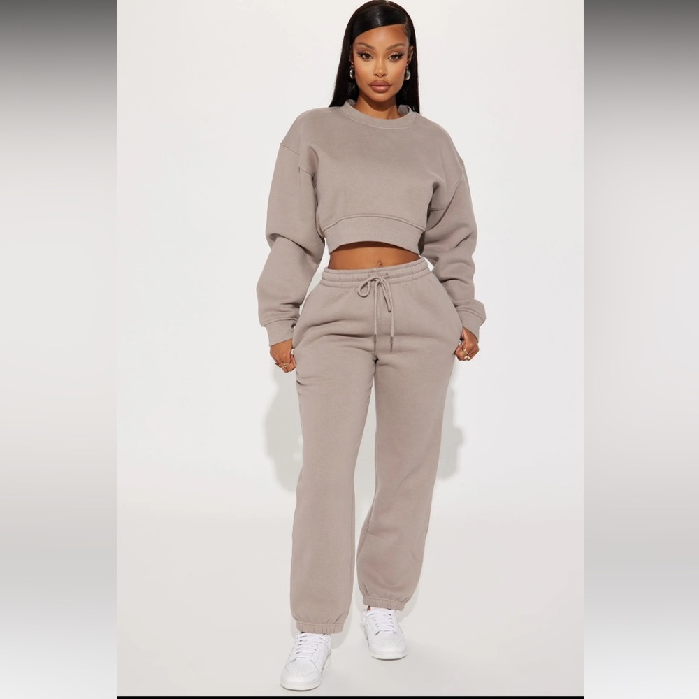 Grey heavyweight sweatsuit tracksuit crewneck and jogger set, 1X / XXL
